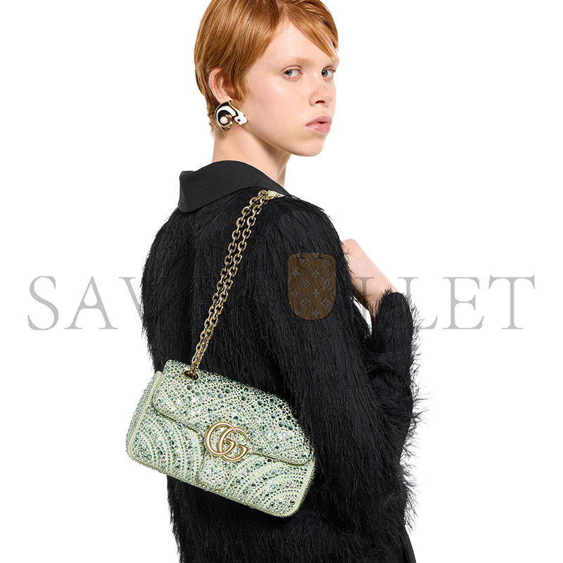 GUCCI GG MARMONT CRYSTALS SMALL SHOULDER BAG 837280 (22*12.5*6cm)